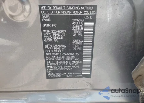 2018 Nissan Rogue Sv from USA, damaged, VIN KNMAT2MT3JP565847